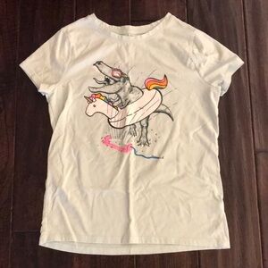 Cat & Jack White Short Sleeve Tee with a Dino having a water day.